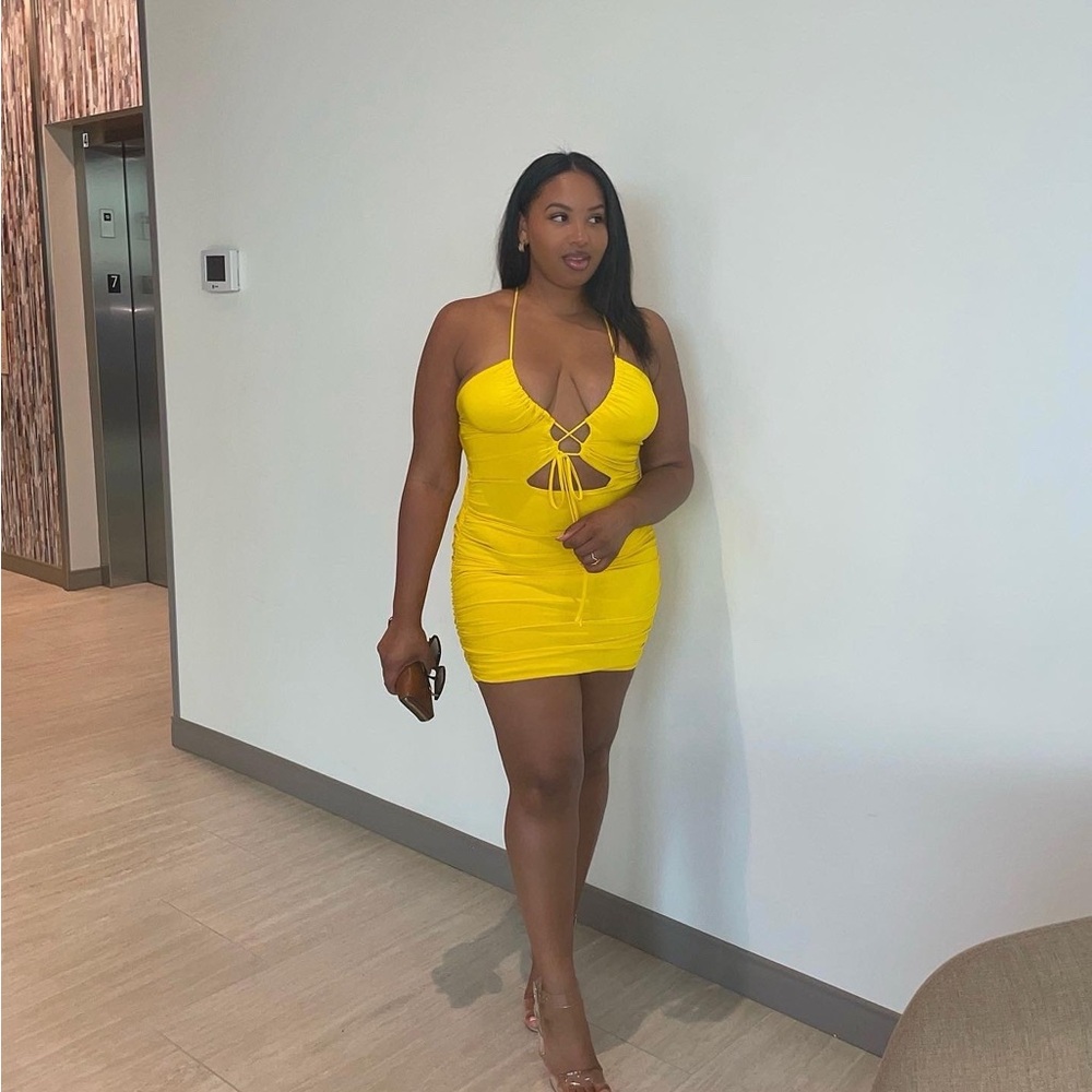 Yellow Halter Mini Dress